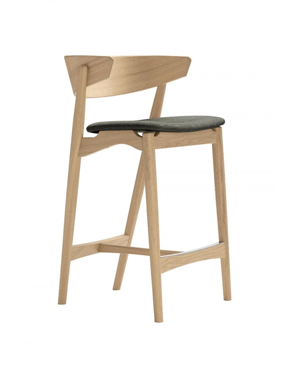 Sibast No 7 Stool With Back Rest Oak White Oil Dark Grey Wool Kitchen Counter Stool 65cm Light Wood Designer Furniture From Holloways Of Ludlow