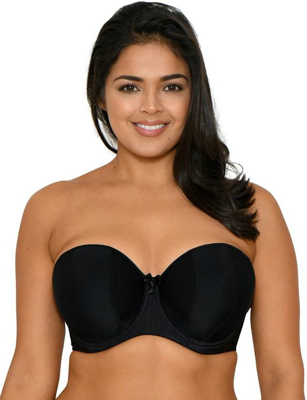 The Curvy Kate Luxe strapless bra is a multi-way bra that can be worn strapless, halterneck or racerback style giving you 3 bra's in 1. The Luxe range is designed with a smooth fabric so it can be worn and hidden under any outfit and is finished with a two tone pinstripe around the band. The strapless bra offers great support through to HH cup. 19380-33049-1056266 CK2601 Strapless Bra