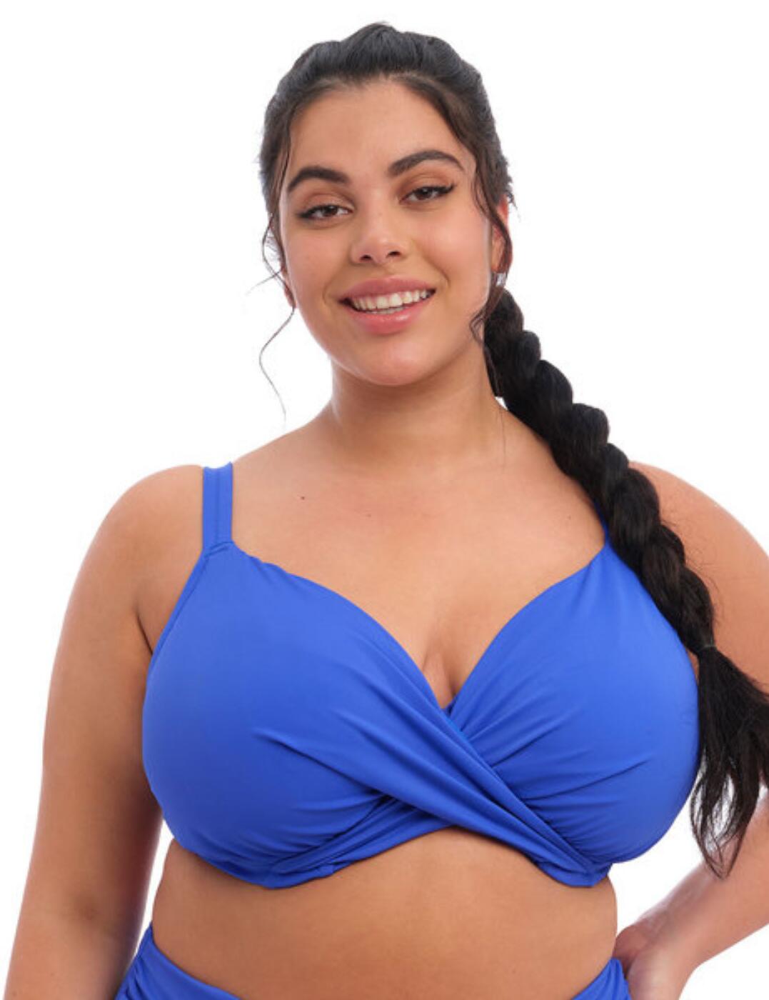 Magnetise your partner in this stunning bikini top from the Magnetic range by Elomi. Designed with a twisting wrap style on the front that highlights your cleavage, and creates a flattering appearance. Adjustable straps on the rear allow you to alter the fit, which sits more comfortably on your shoulders. A plastic barrel clasp rests on the rear creating a secure and firm hold, with full cup coverage which also allows for a secure feeling. Underwiring plays a huge part in support, keeping you firm and well-held throughout your swimming. Stretchy and soft, this bikini top allows for free movement which is essential for swimming, why not pair it with the matching bikini brief which is also designed with a twist on the front creating the perfect swimming attire?  Full cup coverage Stretchy material throughout A secure, firm fit Adjustable straps Underwired for premium support Barrel clasp at the rear A stunning twist sits at the front Matching lingerie available The perfect bikini top that you can reach time after time Country of origin: Indonesia Composition: 85% Polyamide &pipe; 15% Elastane Listed in UK sizes  58106-102382-1332622 7193  Plunge Bikini Top