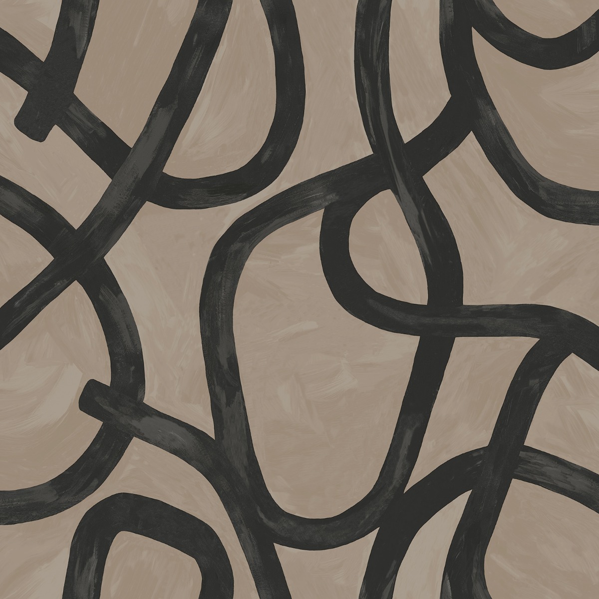 Holden Decor Linear Swirl Taupe Wallpaper 10m x 53cm, Brown
