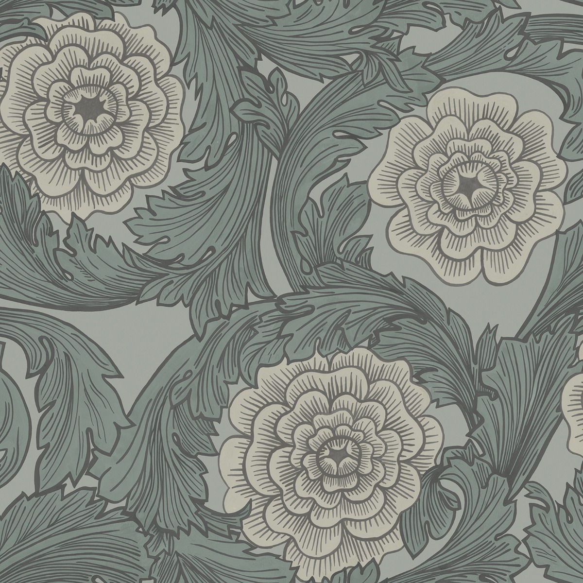 Blomstermala Big Bloom Wallpaper Charcoal Grey Galerie 51009