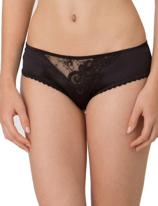 Introducing the new, alluring Luxe collection by Wonderbra. Combining black satin and tempting black lace, this collection makes the perfect addition to your lingerie drawer.  Satin feel and lace front with see through panel for a sensual look Black lace mesh back for an alluring, sexy look Shaping middle seem along the back Comfortable fit Finished with black scallop edging Matching coordinates available Listed in UK sizes  2469-40275-473085 W03ZE Black