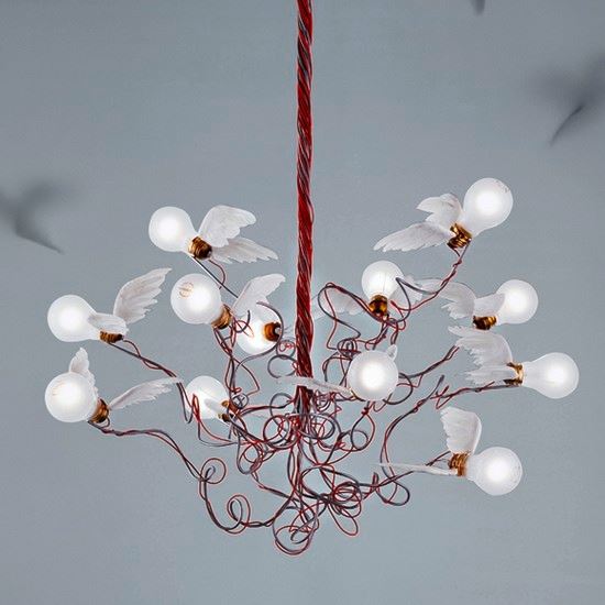 Birdie Chandelier Birdie Red Cable