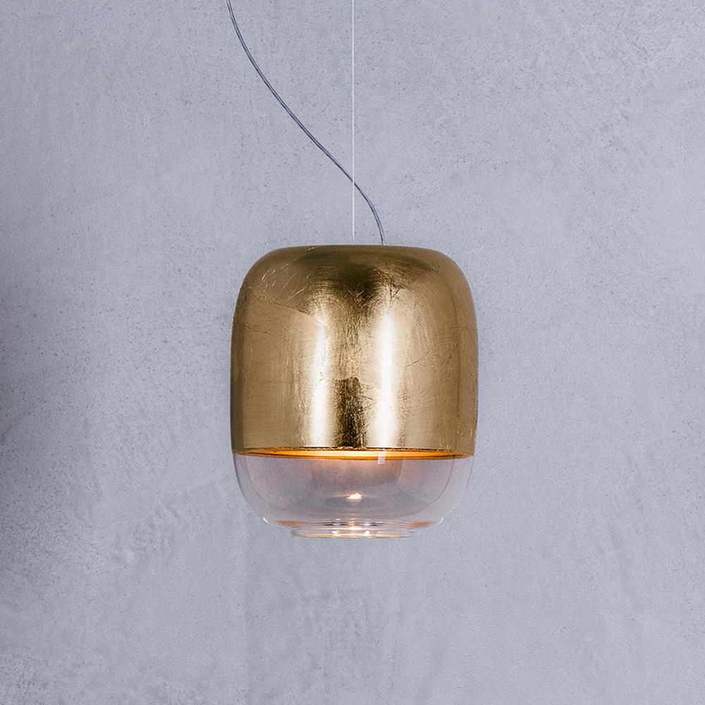 Prandina Gong S1 Pendant Gold Leaf Brassgold Designer Pendant Lighting