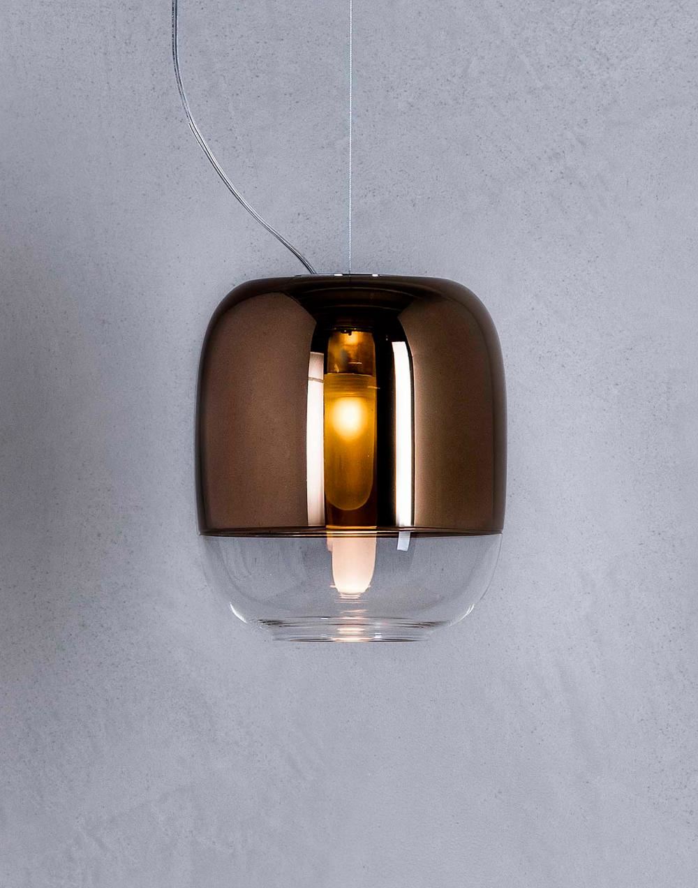 Prandina Gong S1 Pendant Led Copper Metalized Transmirror Designer Pendant Lighting