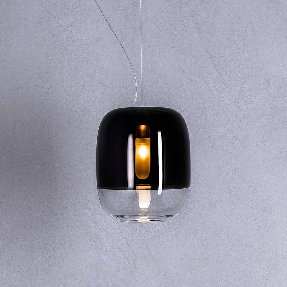 Prandina Gong S1 Pendant Black Metalized Transmirror Designer Pendant Lighting