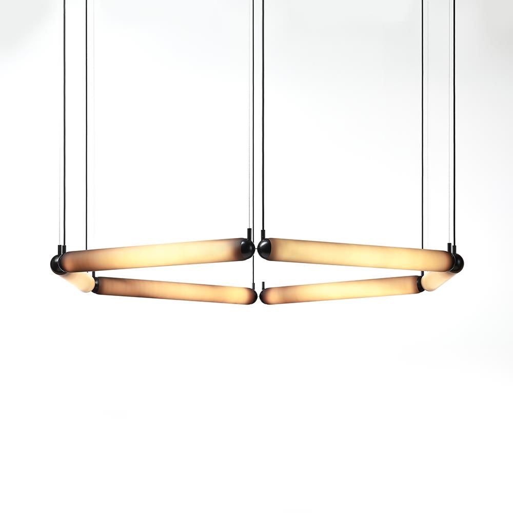 Puro Contour Chandelier Hexagon Small Opal All Black