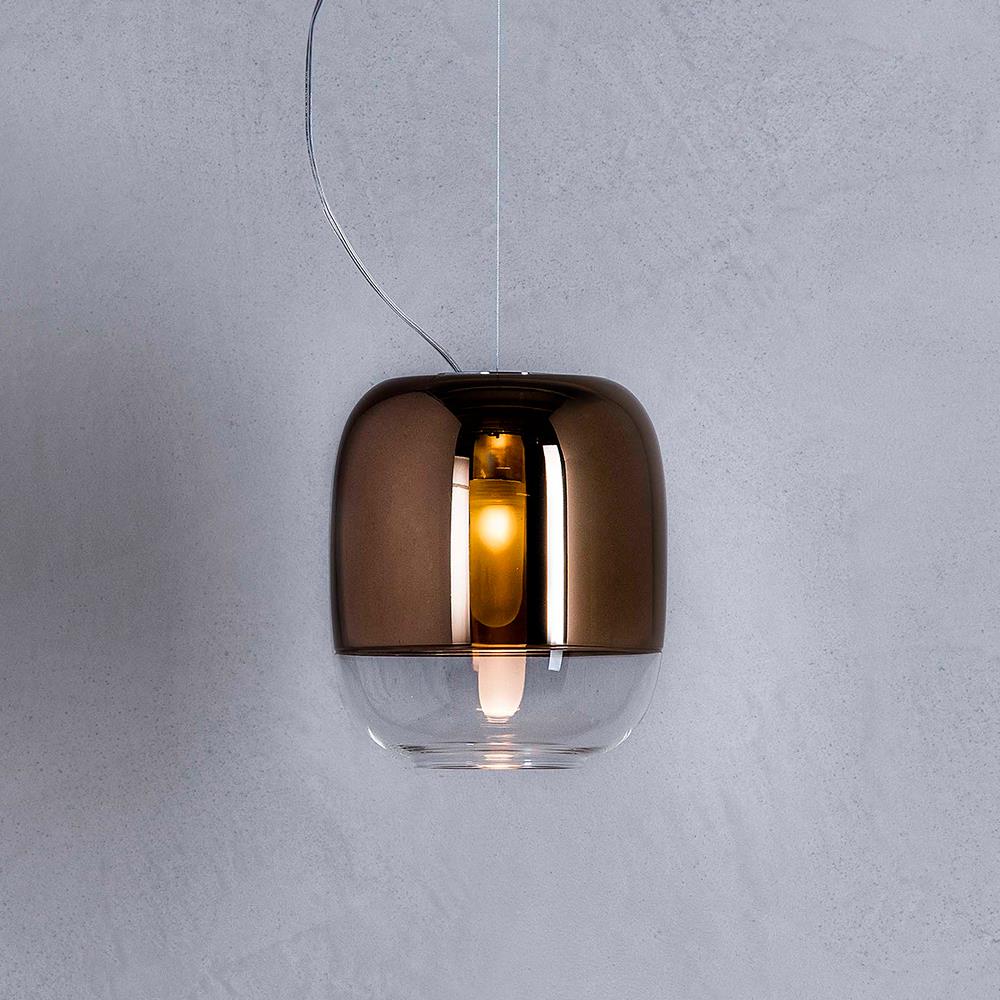 Prandina Gong S1 Pendant Copper Metalized Transmirror Designer Pendant Lighting
