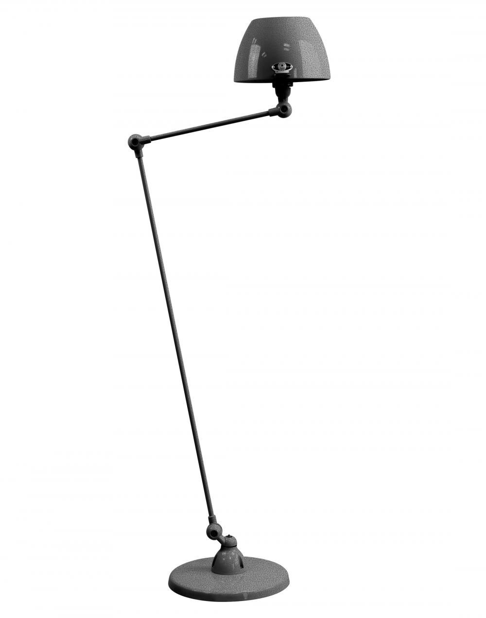 Jielde Aicler Two Arm Floor Light Curved Shade Black Hammered Gloss