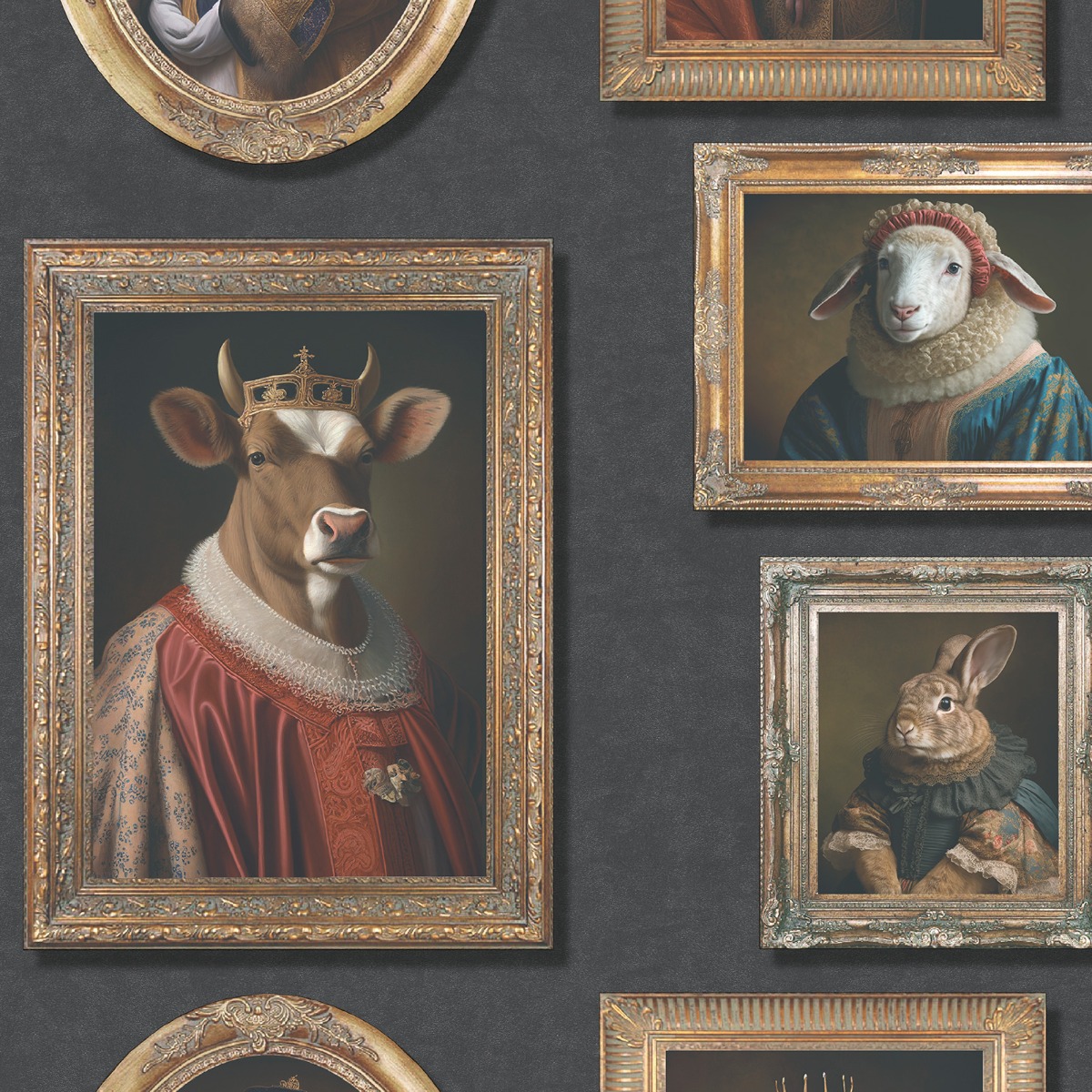 Muriva Ltd Muriva Regal Animals Wallpaper, Multi