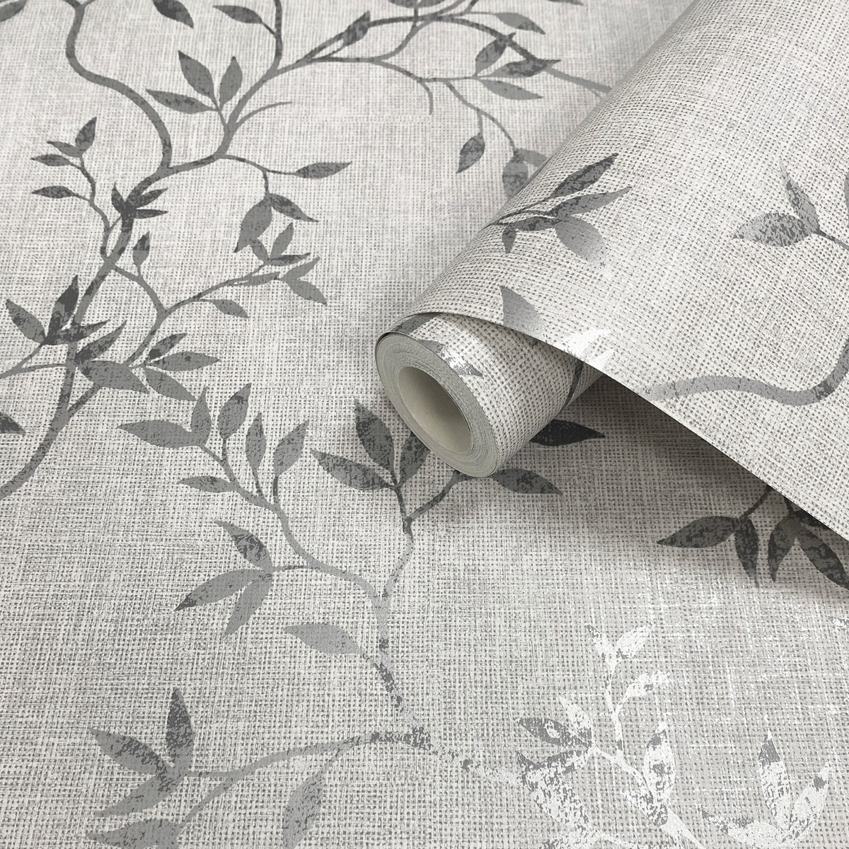Darcy James Collection Japandi Leaf Wallpaper Grey Muriva 173571