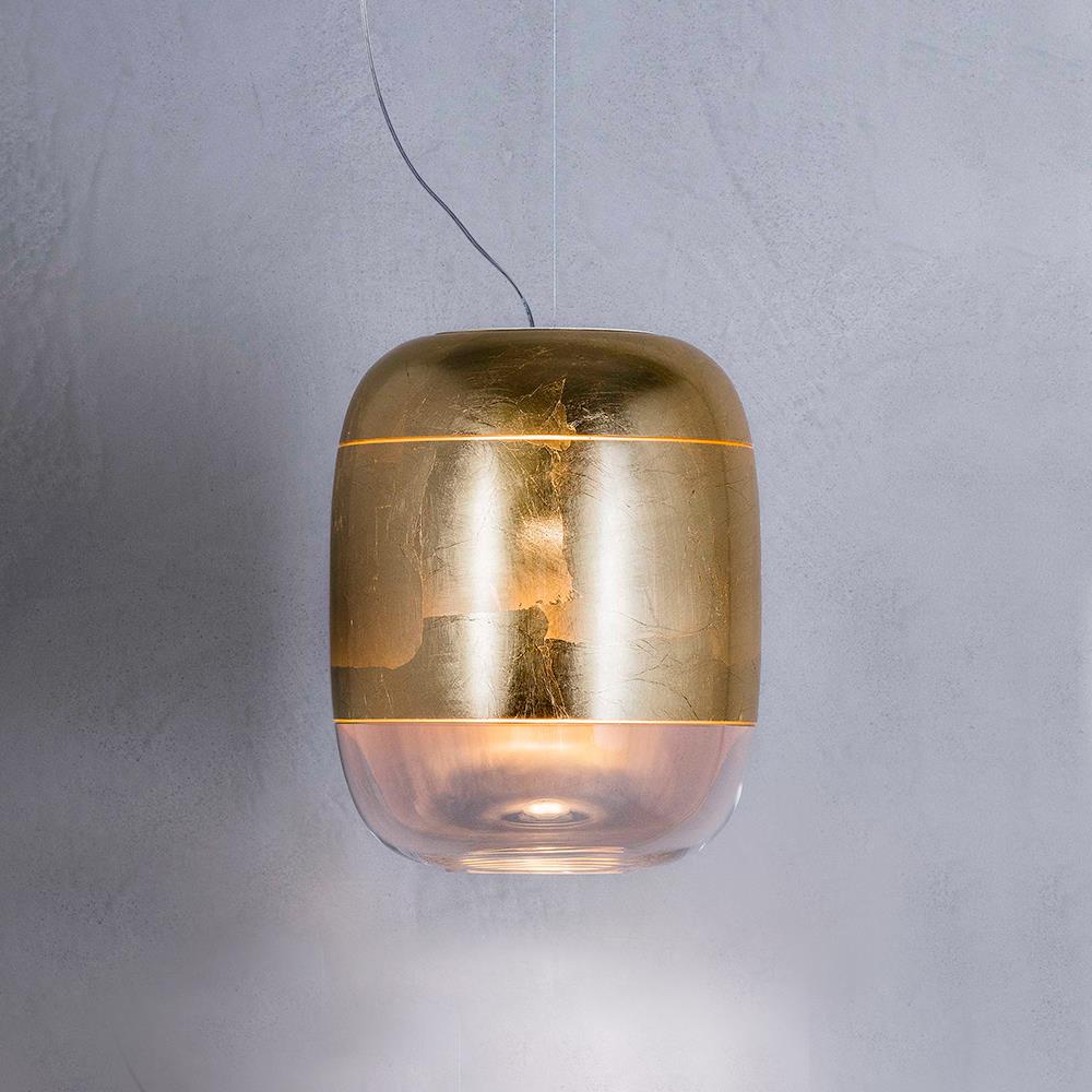 Prandina Gong S3 Pendant Led Gold Leaf Clear Brassgold Designer Pendant Lighting