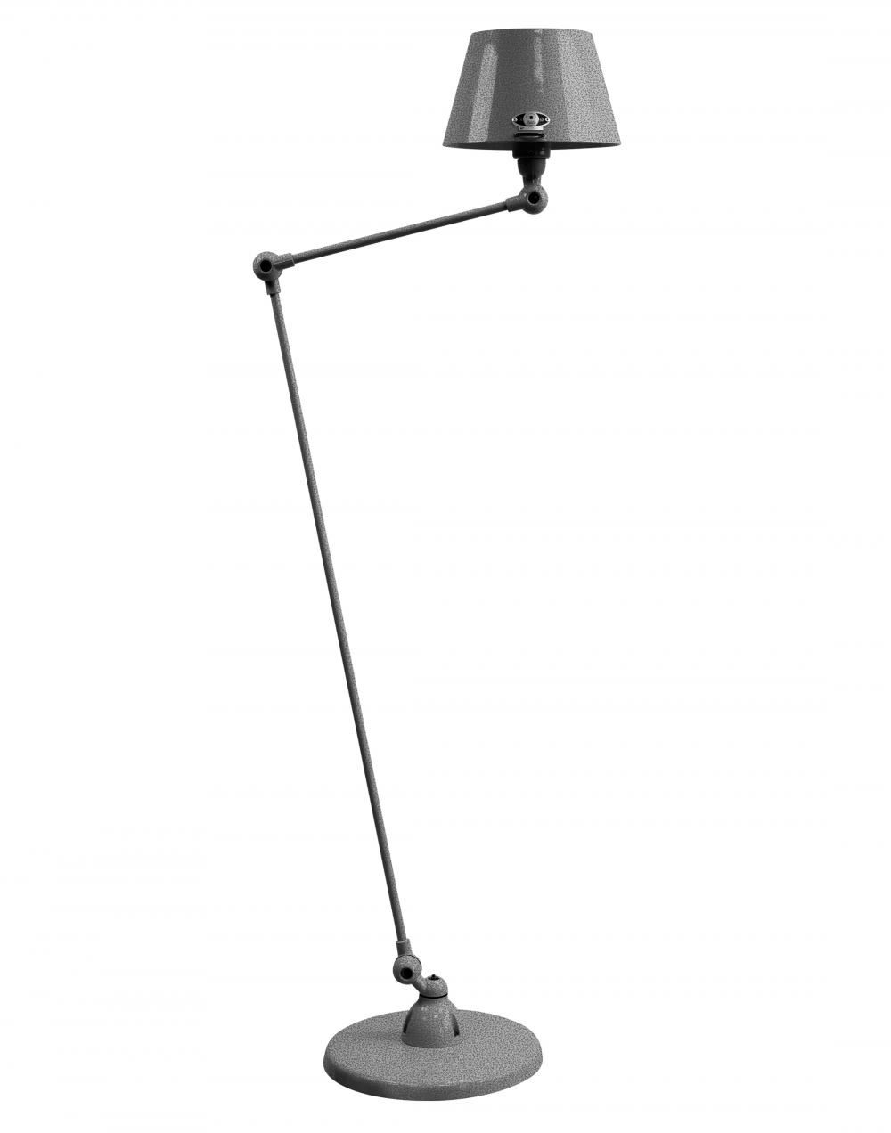 Jielde Aicler Two Arm Floor Light Straight Shade Black Hammered Gloss