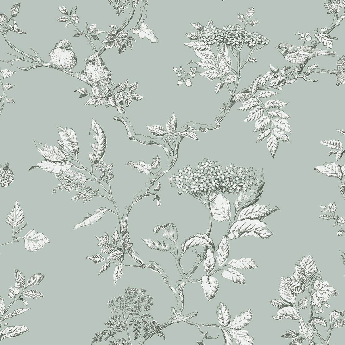 Laura Ashley Elderwood Wallpaper Duck Egg 113345