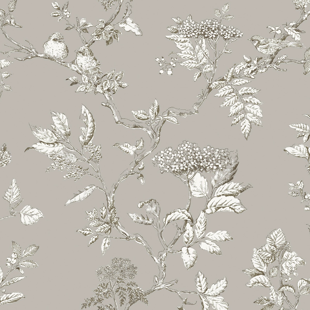 Laura Ashley Elderwood Wallpaper Steel Grey 113347