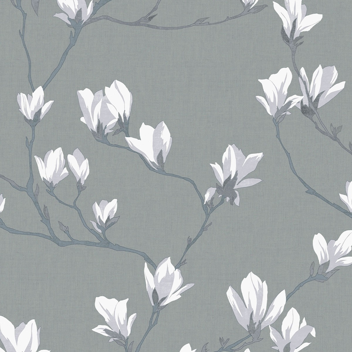 Laura Ashley Magnolia Grove Wallpaper Slate Grey 113354