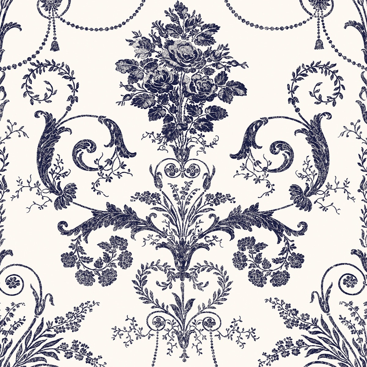 Laura Ashley Josette Wallpaper Off White / Midnight 113387