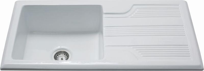 Cda Kc23wh Inset Ceramic Traditional Single Bowl Sink White