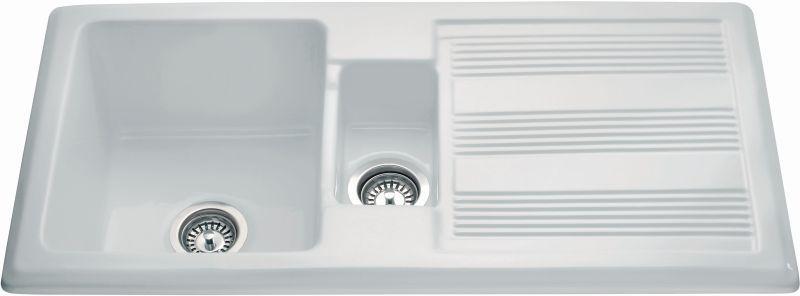 Cda Kc24wh Inset Ceramic Traditional 15 Bowl Sink White