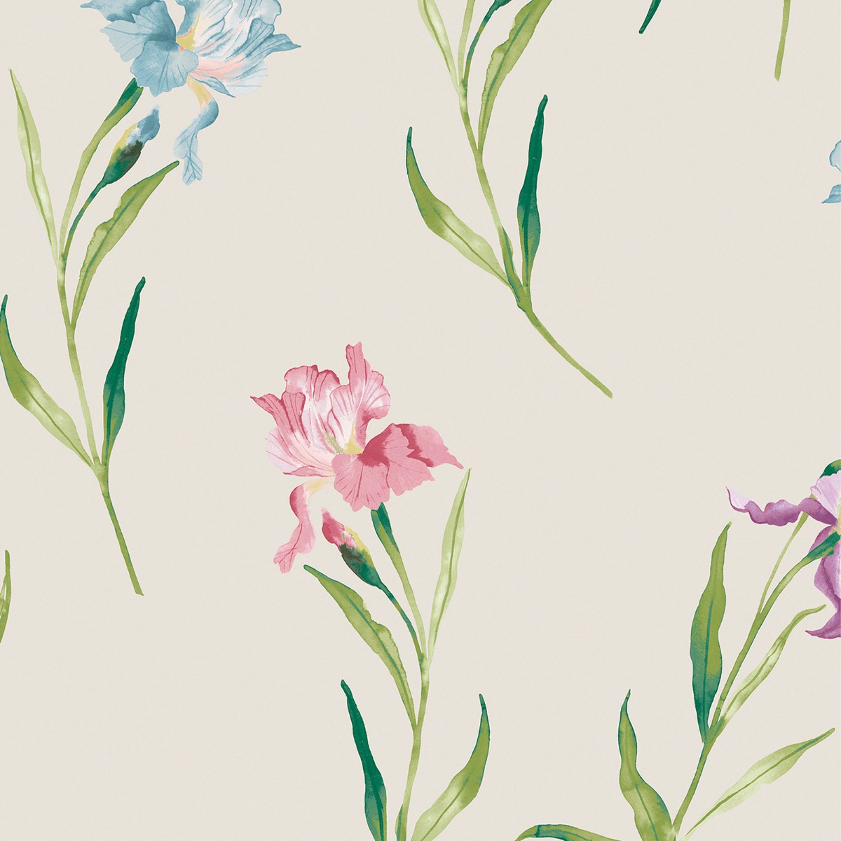 Laura Ashley Hawling Irises Wallpaper Soft Natural 127400