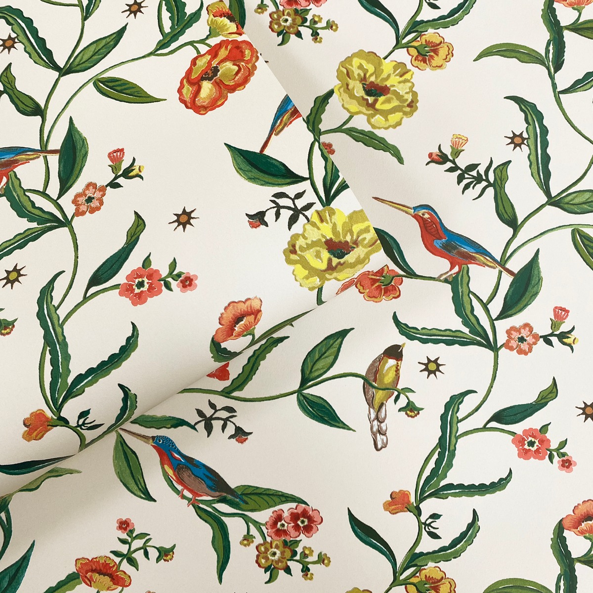 Cath Kidston Summer Birds Cream Wallpaper 10m x 53cm, Cream