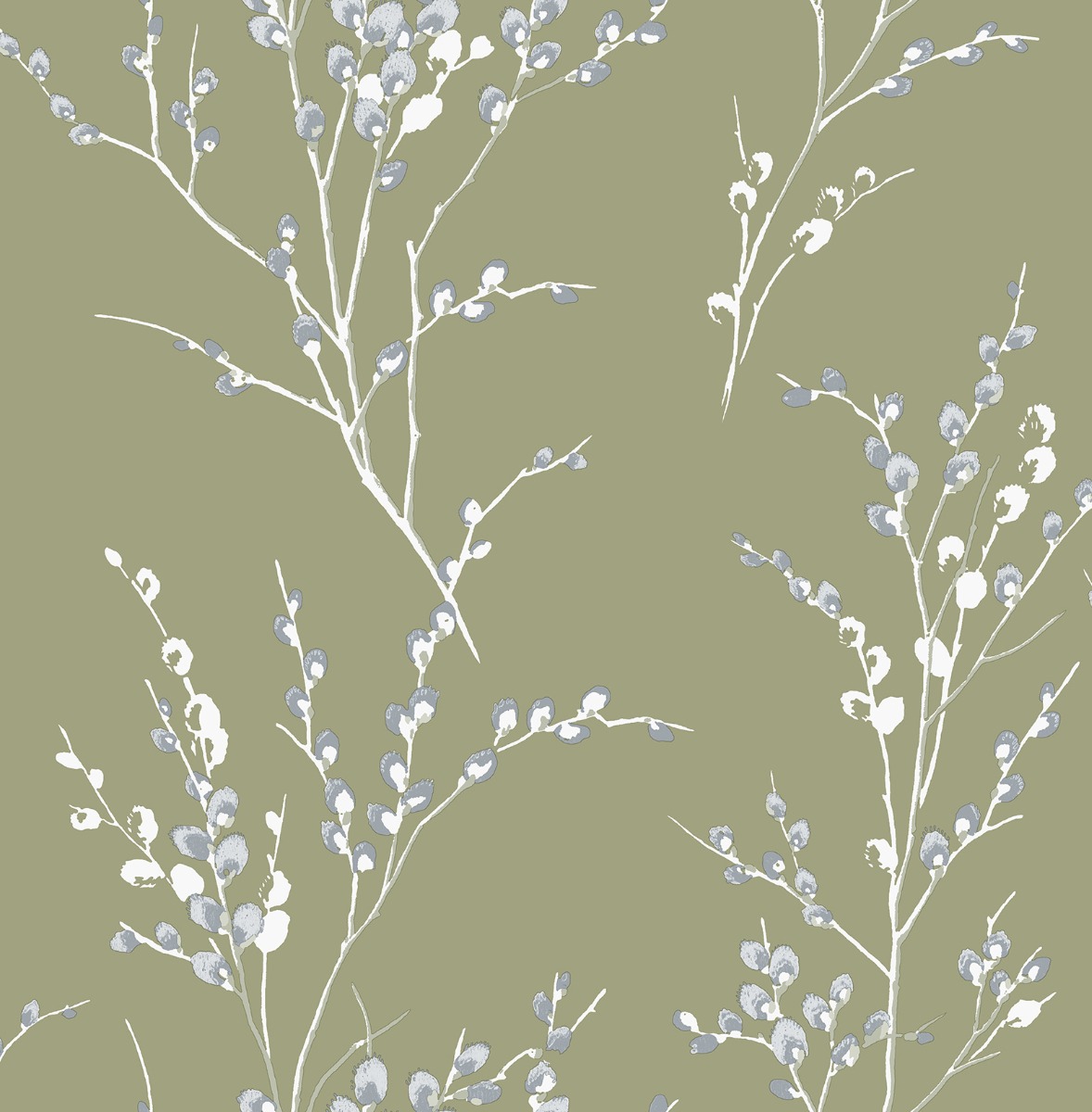 Laura Ashley Pussy Willow Wallpaper Moss Green 121074