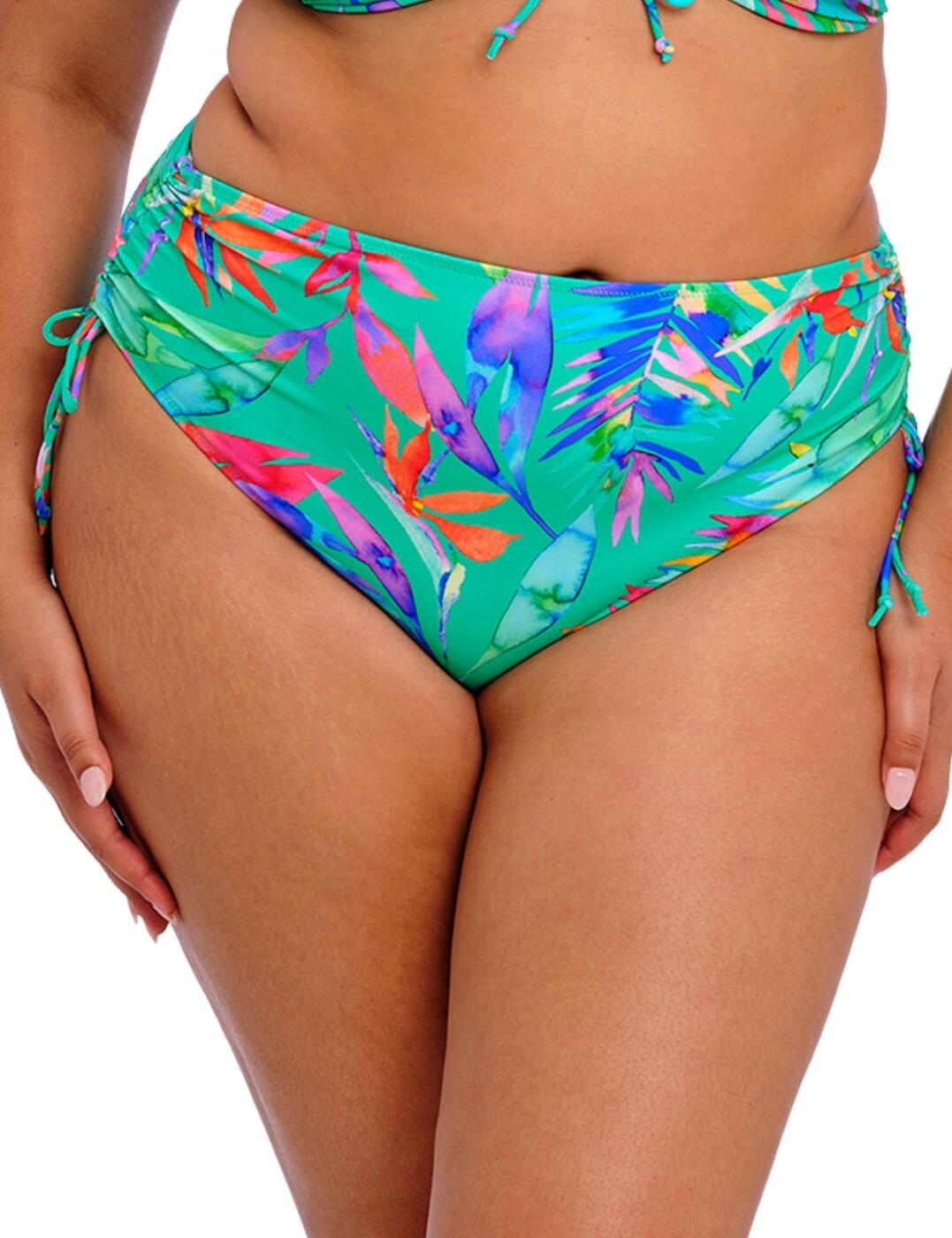 Soak up the sun in style with the Elomi Toyama Tides adjustable bikini brief. With a high to mid-rise waist, this brief provides coverage and support in all the right places. Plus, the bold colours and tropical-inspired patterns are sure to have all eyes on you. The Toyama Tides bikini brief features side ties that can be adjusted to your desired length, ensuring a perfect fit every time! This brief also offers moderate rear coverage, so you can feel confident and comfortable all day long. And to complete your beach look, there are matching coordinates available.