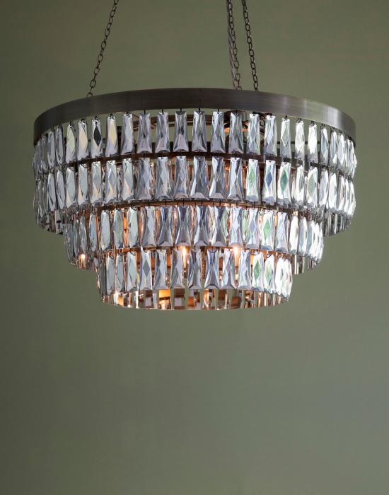 Shallow Chandelier Mirrored Crystal