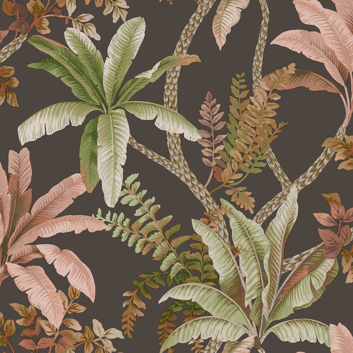 Trailing Palm Wallpaper Charcoal Holden 13802