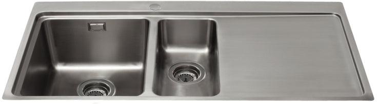 Cda Kvf22rss One And A Half Bowl Flush Fit Sink With Right Hand Drainer Stainless Steel