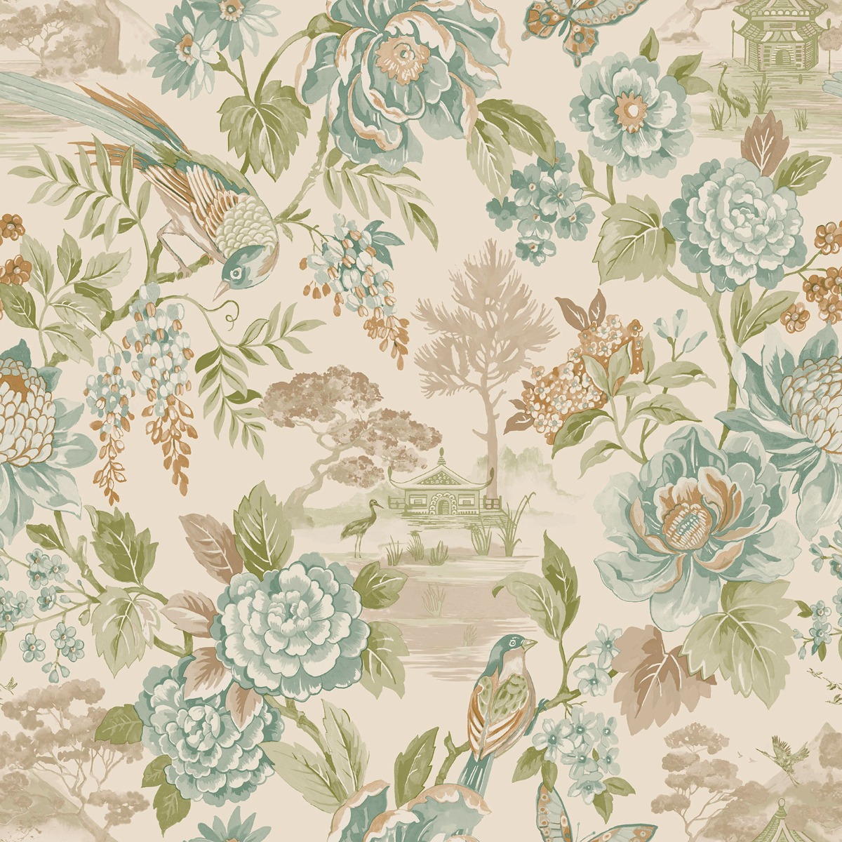 Holden Decor Scenic Bird Trail Teal / Orange Wallpaper, Blue