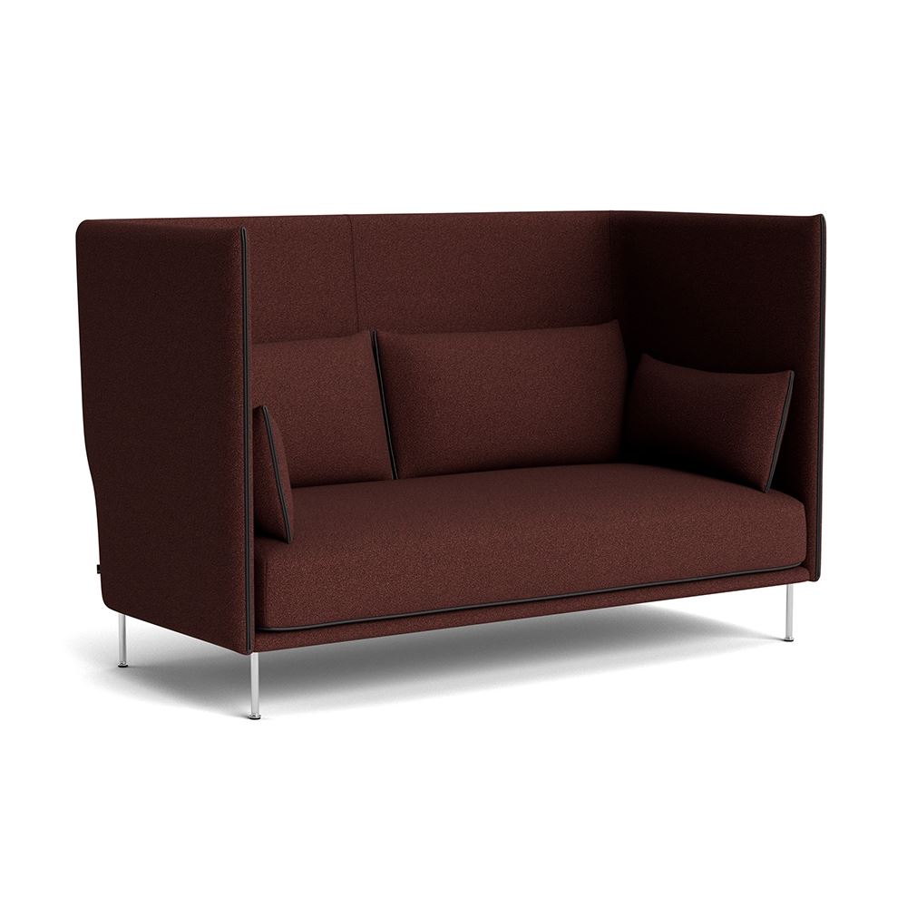 Silhouette 2 Seater Sofa High Backed Chromed Steel Legs Black Leather Piping With Olavi By Hay 14