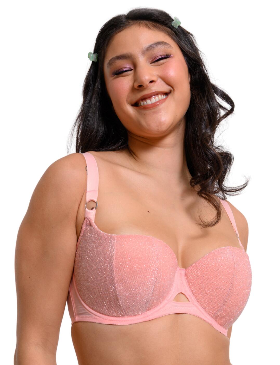 A sweet yet stunning balcony bra that's a must-have for this season. This bra comes to you from the Lift Off range by Curvy Kate. Lightly padded cups offers a lightweight fit but that still offers an uplift with forward projection. The cups offer an amazingly rounded shape. Underwiring offers stability and security within the bra. A sweetheart neckline perfectly highlights your boosted cleavage in subtly sparkled cups. Fully adjustable straps also have a non-slip feature to ensure a reliable fit as well as adaptable. A hook and eye closure at the rear also allows for an adjustable fit.