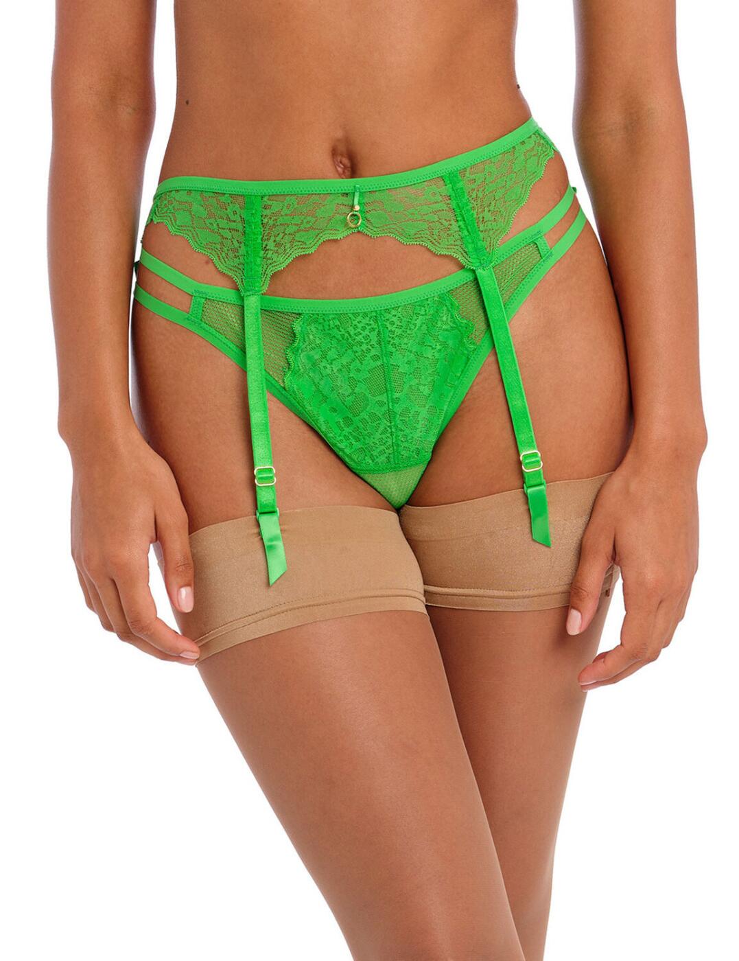 This tantalising suspender belt from Freya's Temptress range is seductive and playful, with the delicate stretch lace design with scalloped edges providing a flirty feel. The fold-over waistband is comfortable and snug, held in place by the rear hook and eye allowing you to get the perfect fit. This belt features four suspender straps for a sensual look that will keep your stockings secure no matter what. The waist is narrower than other Freya suspender belts for a lighter look that compliments your figure.  Fold-over waistband Narrow at the waist Hook and eye fastening Stretch lace design Four suspender straps Country of origin: Sri Lanka Composition: 89% Polyamide &pipe; 11% Elastane Listed in UK sizes  58568-102980-1345253 400191 Suspender Belt