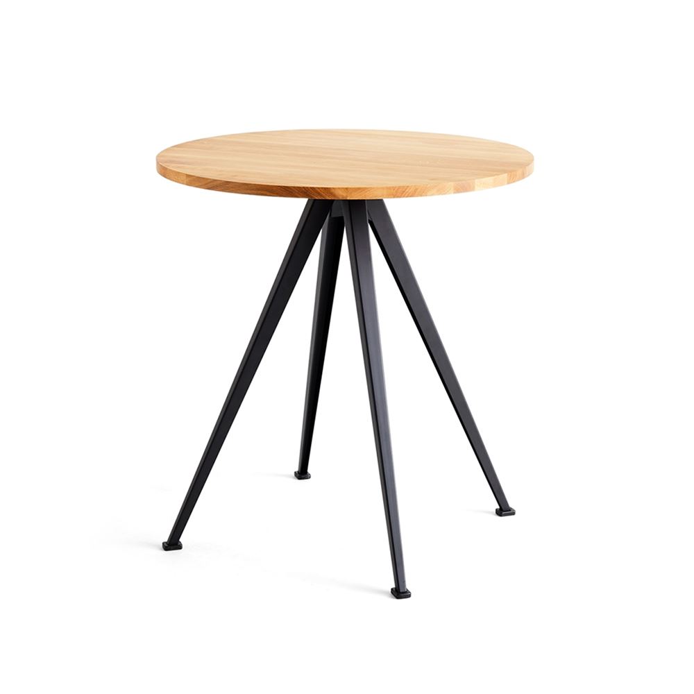 Hay Pyramid Cafe Table 21 Clear Lacquered Oak Black Coated Steel Round Light Wood Designer Furniture From Holloways Of Ludlow