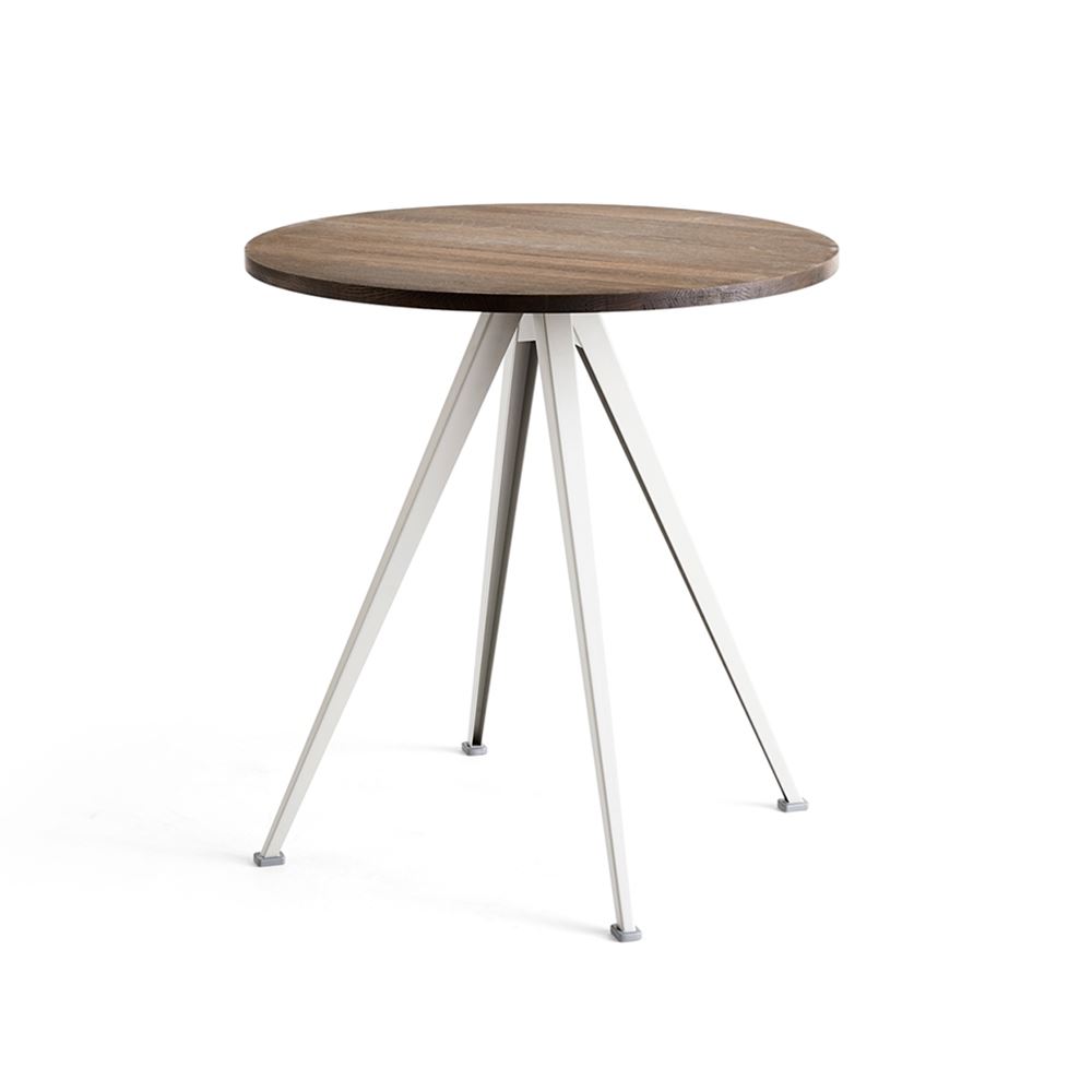 Hay Pyramid Cafe Table 21 Smoked Oak Beige Coated Steel Round Dark Wood Designer Furniture From Holloways Of Ludlow