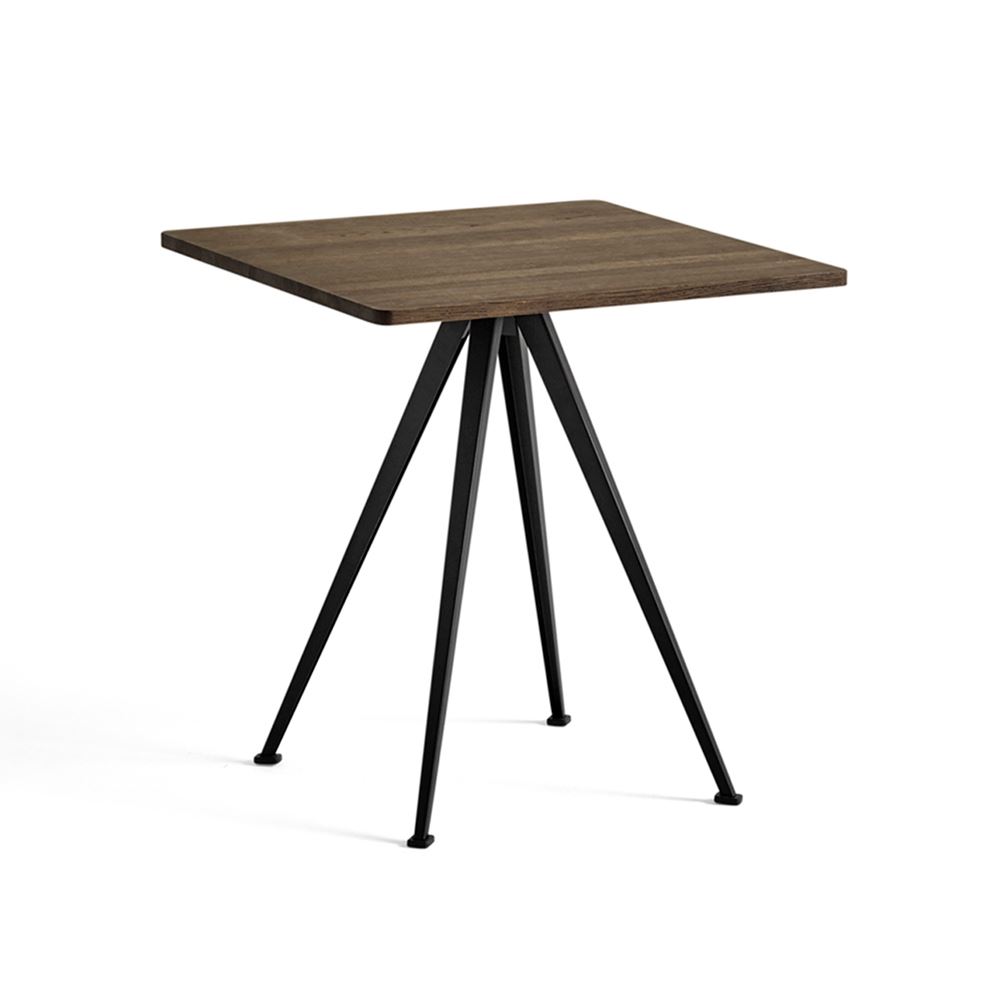 Hay Pyramid Cafe Table 21 Smoked Oak Black Coated Steel Square Dark Wood Designer Furniture From Holloways Of Ludlow