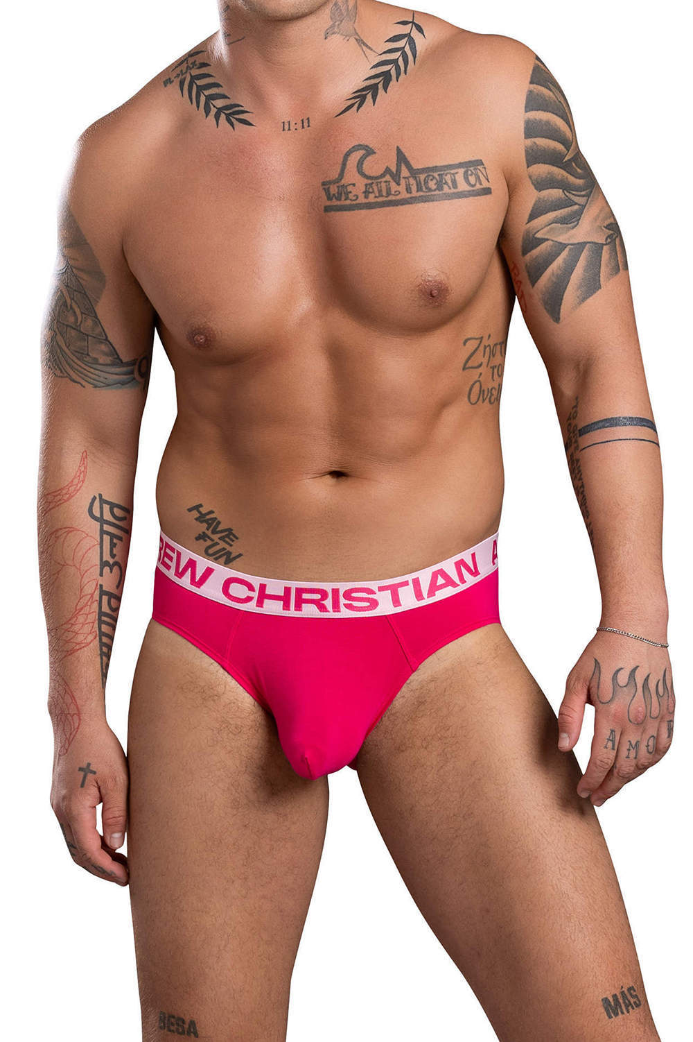 Andrew Christian Almost Naked Bamboo Brief mens underwear with the smooth hang free pouch. Shop ultra soft mega comfortable male mini slips online
