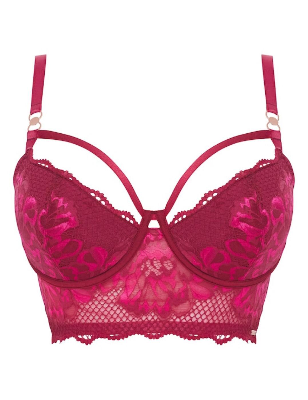 Figleaves' Amore balcony bra is flawlessly feminine, with padded cups to accentuate your bust, framed by the fashion-forward strapping design over the upper cup, and featuring an underwire for support. The straps are adjustable to ensure you get the perfect fit and the rear hook and eye fastening will stay secure no matter what. Gently scalloped edges and the longline underband give a chic, playful look and the floral lace design is the perfect finishing touch.