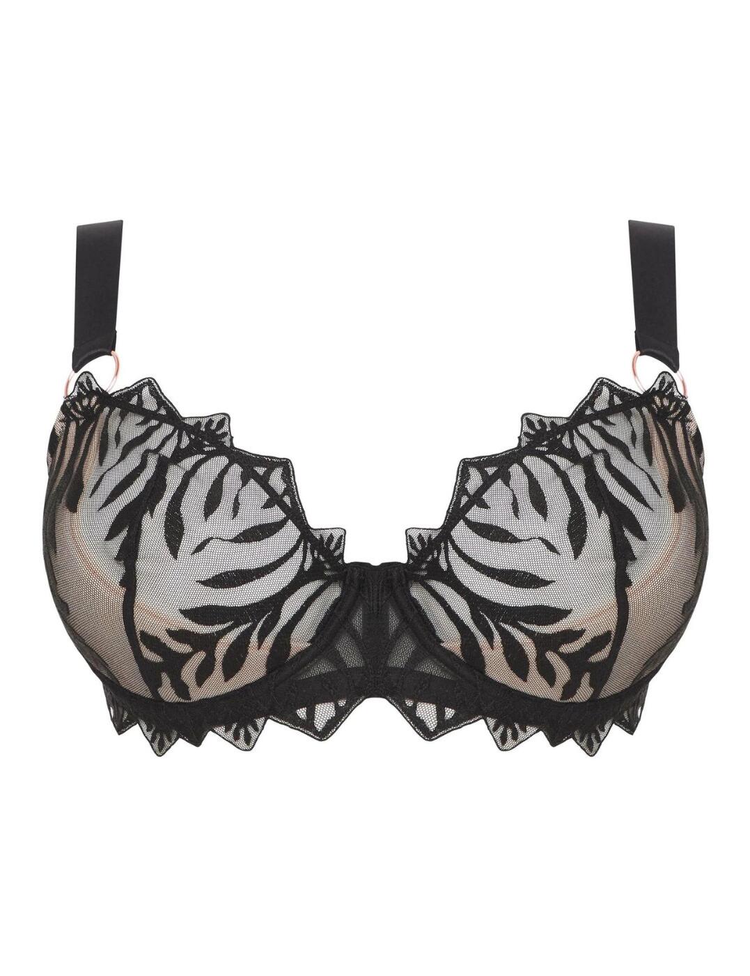 Unleash your inner temptress with Figleaves' feminine Tease collection. This balcony bra is crafted with chic floral embroidery on the semi-sheer cups for a playful yet modern look. The cups are non-padded and underwired for a fit that ensures support, lift and is still comfortable. The shoulder straps boast on-trend O-ring detailings for a flirtatious flair. This piece is fastened at the rear with a classic hook and eye closure and boasts three adjustable shoulder straps on each side for a fit you can tailor to your own preference. Modern scalloped edges feature on the cups and underband for a trendy flair.