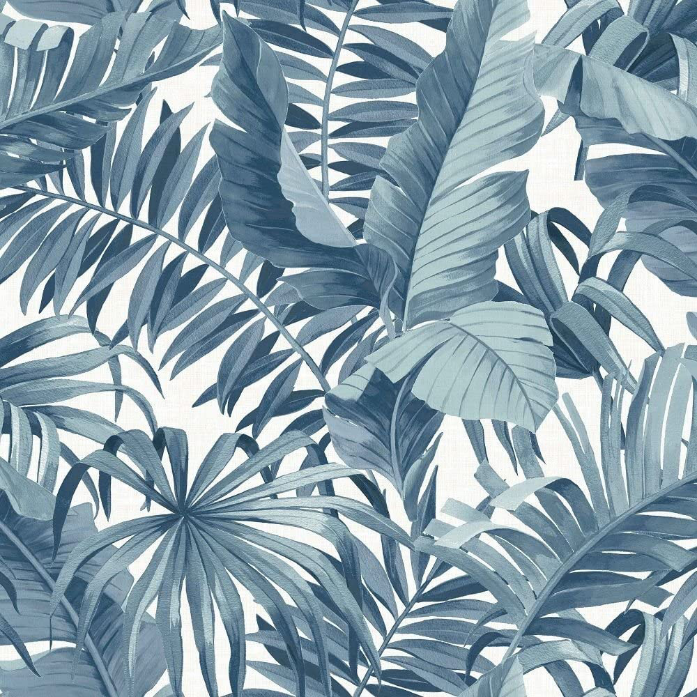 No Brand - Tropical Wallpaper Leaf Palm Tree Blue White A Street Prints Paste The Wall