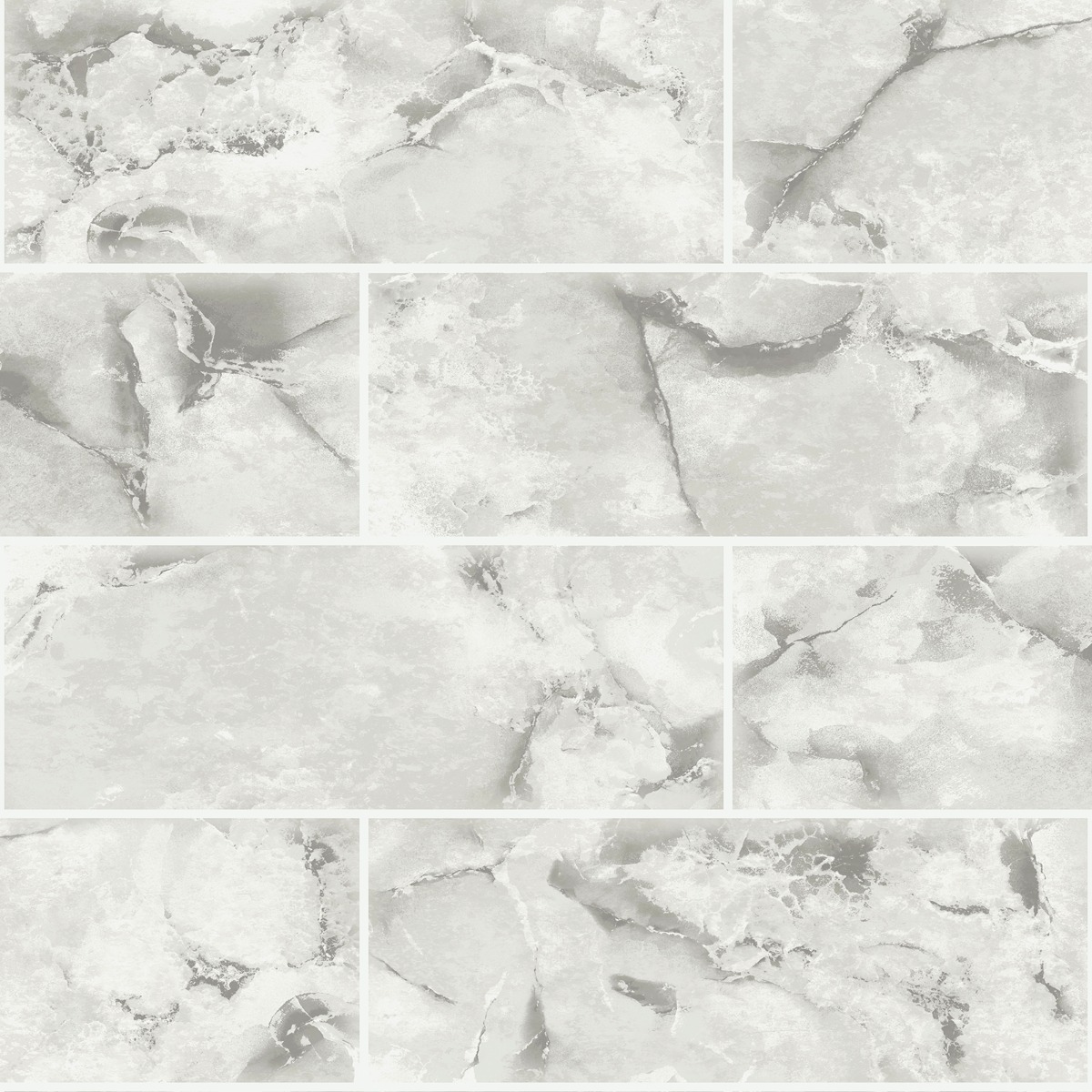Holden Decor Odeon Marble Tile Wallpaper 10m x 53cm Dove, White
