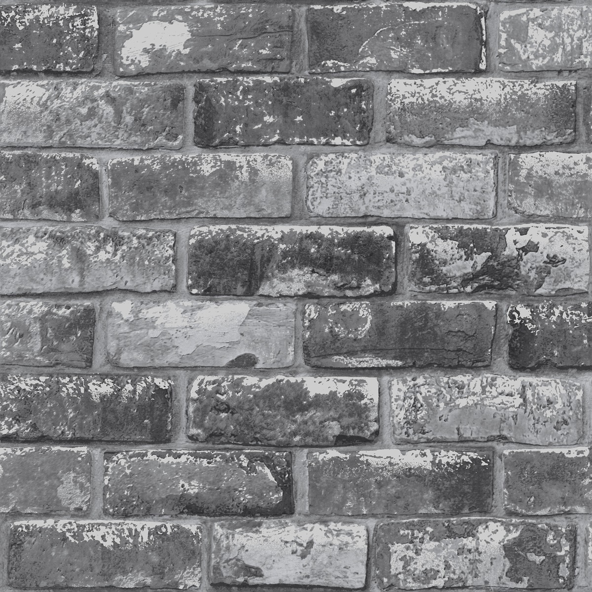Debona Grey Brick Wallpaper 3D Effect Imitation Weathered Stone Realistic Debona, Grey