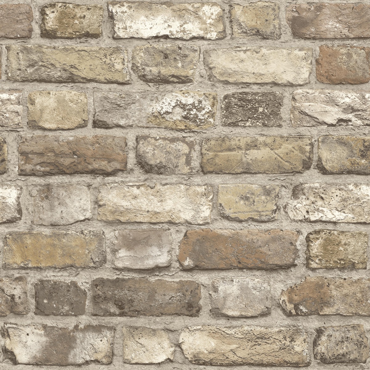 Grandeco Vintage Brick Wall Textured Wallpaper, Neutral, Brown