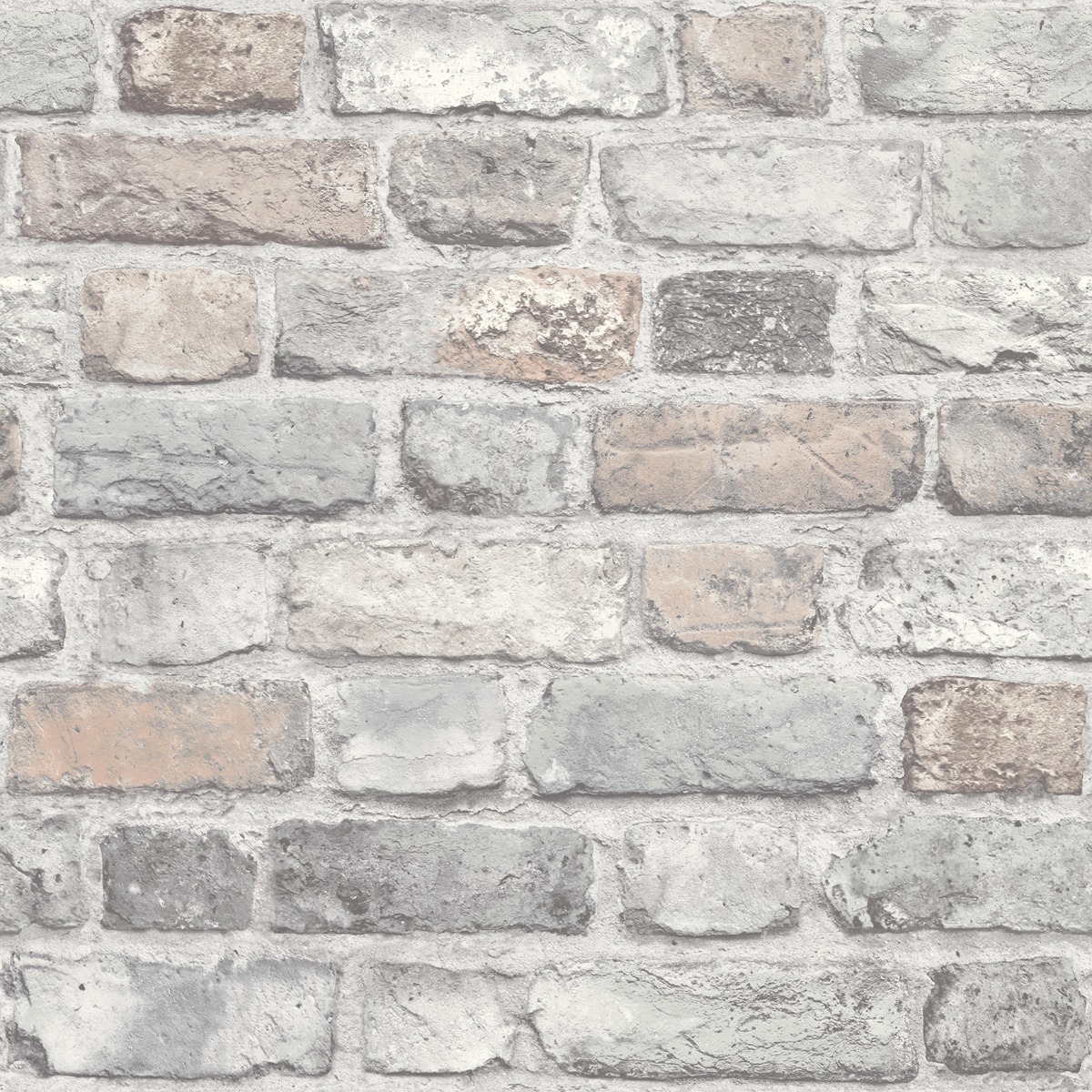 Grandeco Vintage Brick Wall Textured Wallpaper, Pastel, Multi