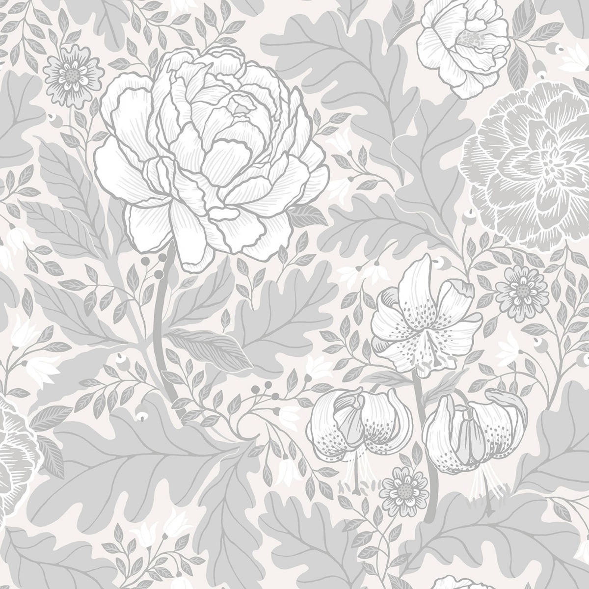 Galerie Ekbacka Floral Silver Grey Wallpaper 14000, Silver