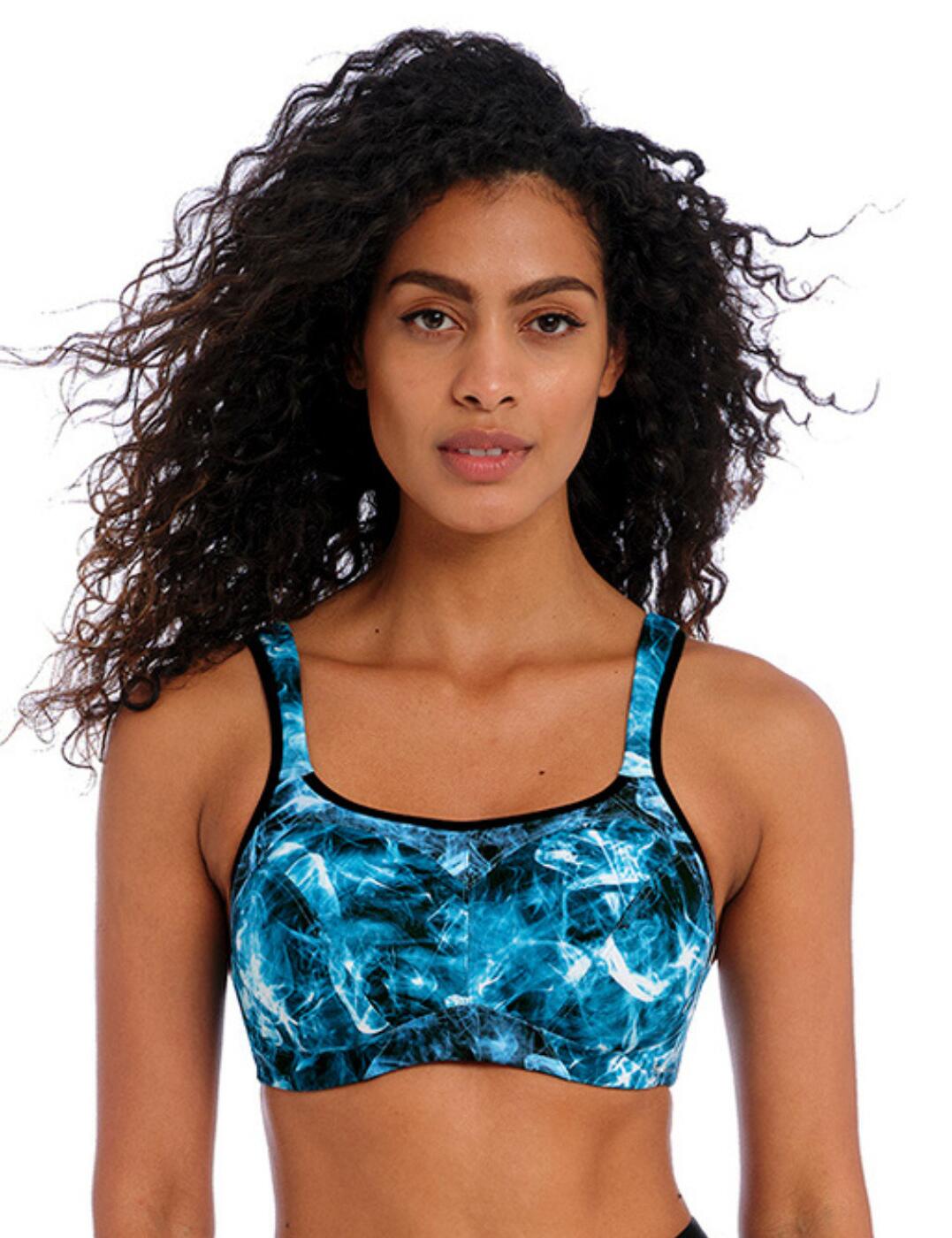 Take on the world with this High Octane sports bra from Freya. The full-cup coverage envelops your bust with lightweight, breathable material that keeps you feeling fresh no matter what activity you are doing. There is a soft hook and eye fastening at the rear for security, and an underwire offering a supportive fit. The straps are adjustable and feature a J-hook so you can convert them into a racerback for a better range of movement.  Full cup coverage Underwired Hook and eye fastening Adjustable straps J-hook to convert to racerback Breathable and lightweight High performance Country of origin: Sri Lanka Composition: 61% Polyester &pipe; 23% Polyamide &pipe; 16% Elastane Listed in UK sizes  58790-103294-1350417 401003 Sports Bra
