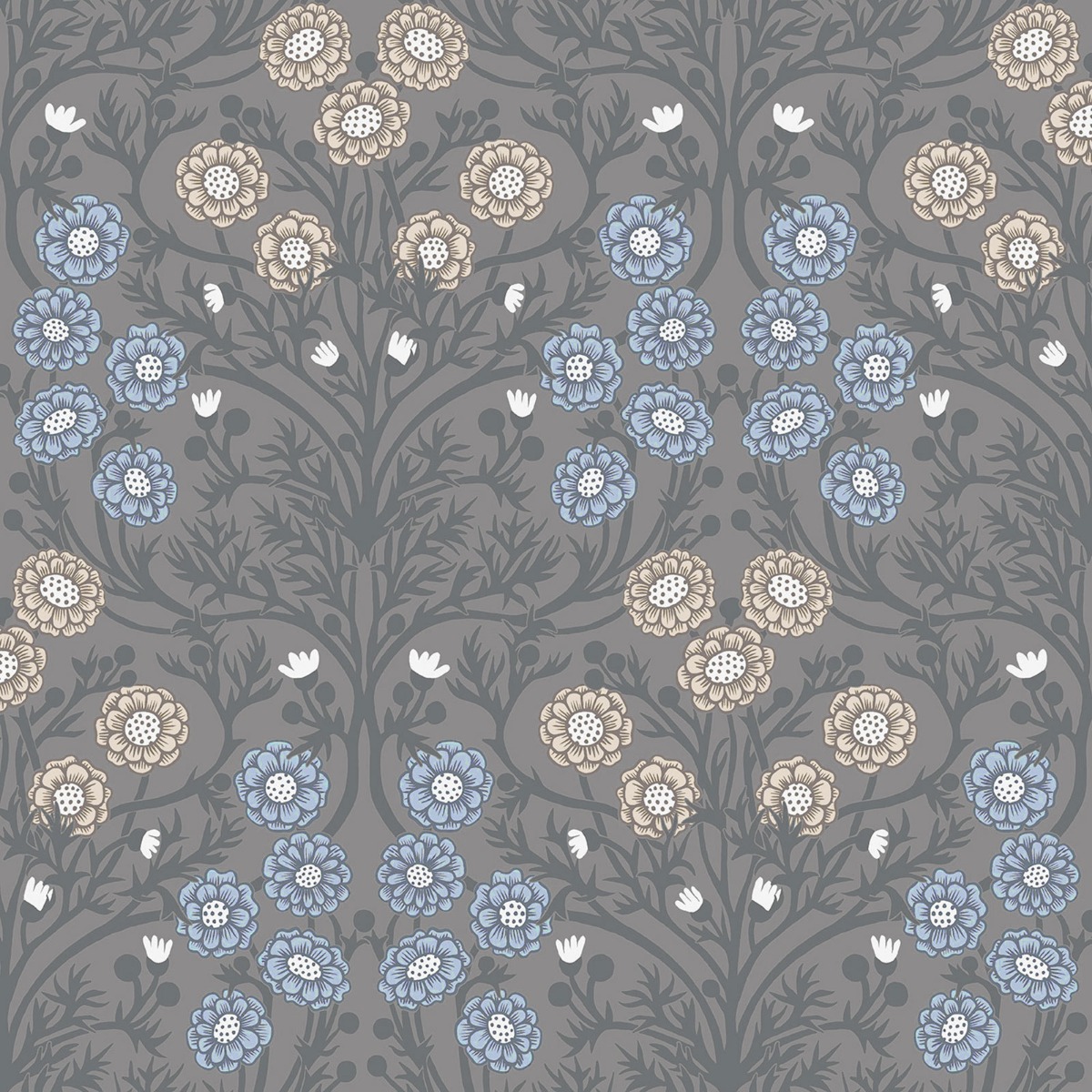 Galerie Ekbacka Collection Grey Bellis Delicate Floral Trail Wallpaper Roll
