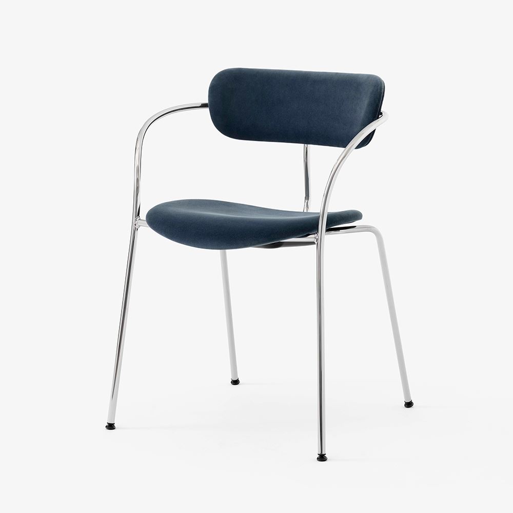 Pavilion Armchair Fully Upholstered Pavilion Chair Av13 With Armrest With Velvet 10 Twilight Chrome Base