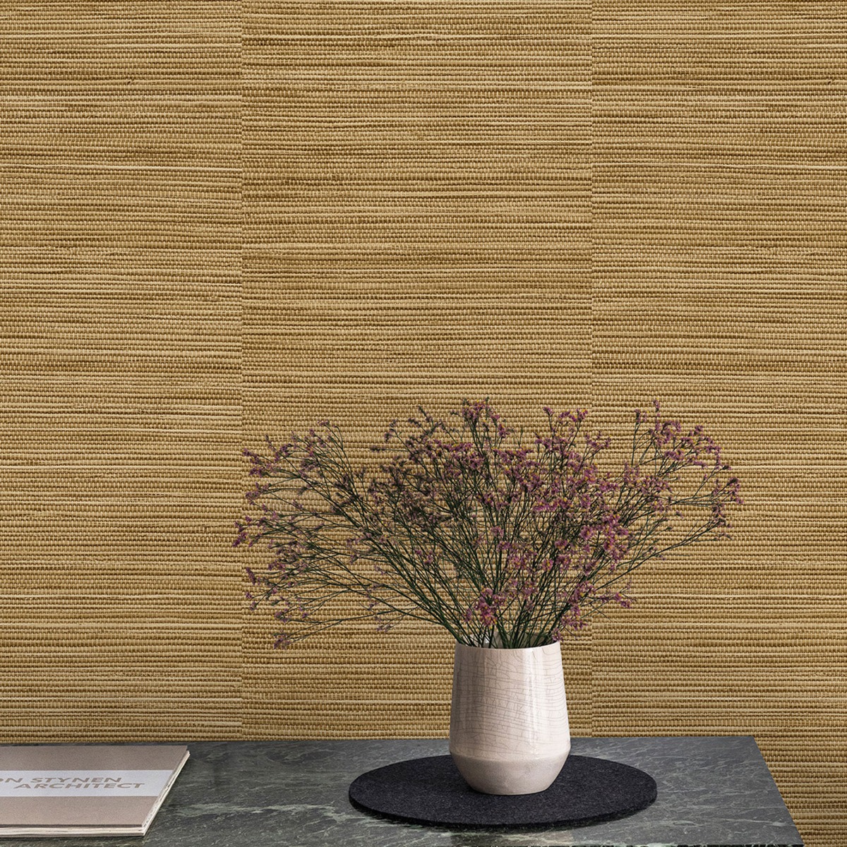 Grandeco Java Grasscloth Weave Textured Wallpaper Natural Deep, Cream